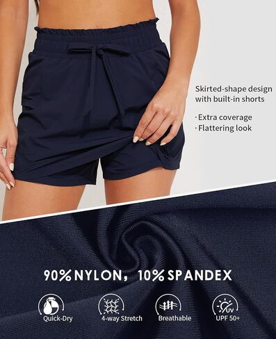 beautyin Swim Shorts Women High Waisted Tummy Control Board Shorts with Pockets Liner Quick Dry Swimming Shorts in Kuwait