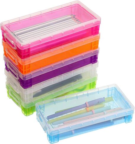 BTSKY Large Capacity Pencil Box, Office Supplies Storage Organizer Box, Brush Painting Pencils Storage Box Watercolor Pen Container Drawing Tools(6 Pack Clear) in Kuwait