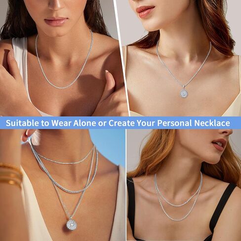 Jewlpire سلسلة حبل إيطالية 2 مم 925 من الفضة الإسترلينية قلادة للنساء والرجال، سلسلة ذهبية مطلية عيار 14 قيراط للنساء، قلادات سلسلة نسائية قوية، 16 18 20 22 24 26 بوصة in Kuwait