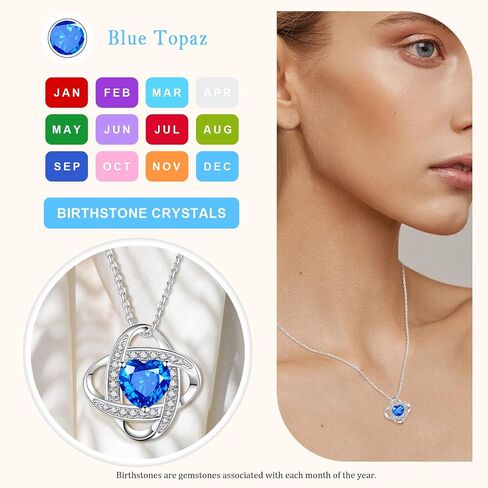 Birthstone Necklaces for Women,S925 Silver Jewelry with Birthstone Pendant Necklace Gifts for Mom,Wife,Sister,Girlfriend,Best Friend on Chrismas,Birthday,Valentines,Mothers Day,Anniversary with Exquisite Packaged Gift Box in Saudi Arabia