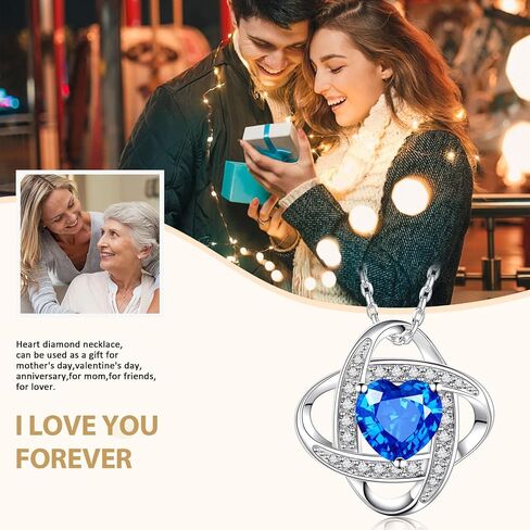 Birthstone Necklaces for Women,S925 Silver Jewelry with Birthstone Pendant Necklace Gifts for Mom,Wife,Sister,Girlfriend,Best Friend on Chrismas,Birthday,Valentines,Mothers Day,Anniversary with Exquisite Packaged Gift Box in Saudi Arabia