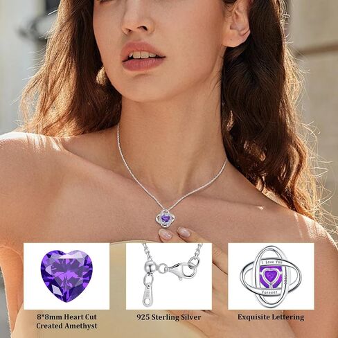 Birthstone Necklaces for Women,S925 Silver Jewelry with Birthstone Pendant Necklace Gifts for Mom,Wife,Sister,Girlfriend,Best Friend on Chrismas,Birthday,Valentines,Mothers Day,Anniversary with Exquisite Packaged Gift Box in Saudi Arabia