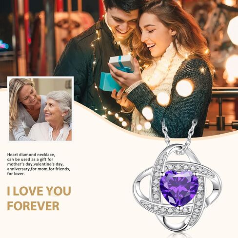 Birthstone Necklaces for Women,S925 Silver Jewelry with Birthstone Pendant Necklace Gifts for Mom,Wife,Sister,Girlfriend,Best Friend on Chrismas,Birthday,Valentines,Mothers Day,Anniversary with Exquisite Packaged Gift Box in Saudi Arabia