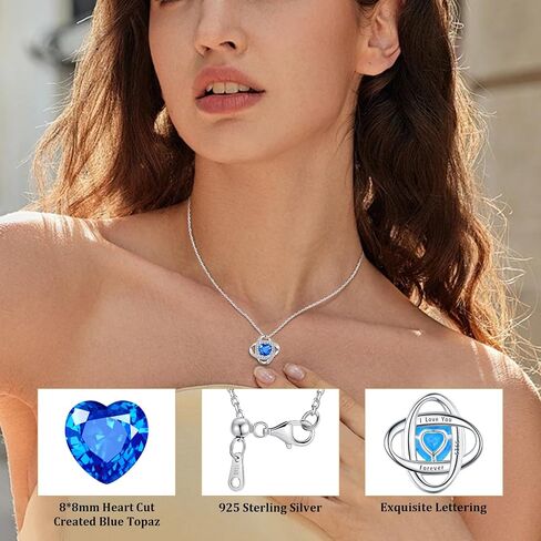 Birthstone Necklaces for Women,S925 Silver Jewelry with Birthstone Pendant Necklace Gifts for Mom,Wife,Sister,Girlfriend,Best Friend on Chrismas,Birthday,Valentines,Mothers Day,Anniversary with Exquisite Packaged Gift Box in Saudi Arabia