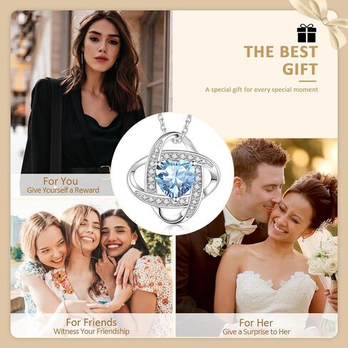 قلادات جوهرة الميلاد للنساء، مجوهرات فضية S925 مع قلادة قلادة جوهرة الميلاد هدايا للأم والزوجة والأخت والصديقة وأفضل صديق في عيد الميلاد وعيد الميلاد وعيد الحب وعيد الأم والذكرى السنوية مع صندوق هدايا رائع معبأ in Kuwait