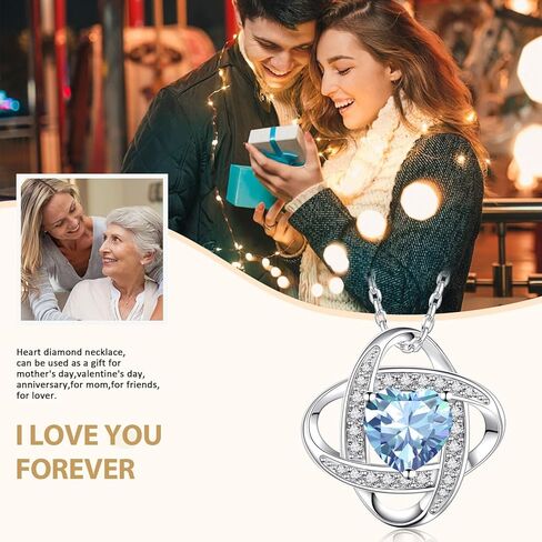 قلادات جوهرة الميلاد للنساء، مجوهرات فضية S925 مع قلادة قلادة جوهرة الميلاد هدايا للأم والزوجة والأخت والصديقة وأفضل صديق في عيد الميلاد وعيد الميلاد وعيد الحب وعيد الأم والذكرى السنوية مع صندوق هدايا رائع معبأ in Kuwait