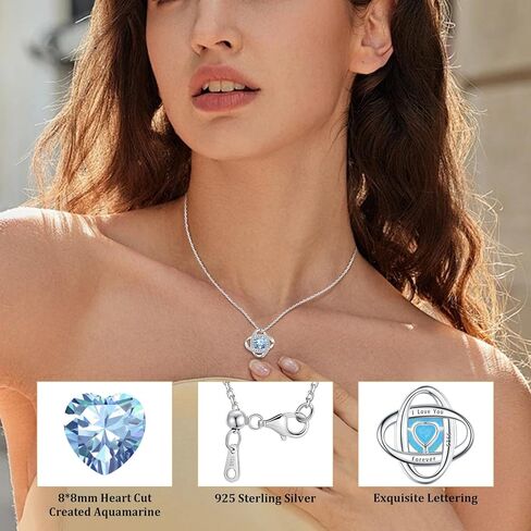 قلادات جوهرة الميلاد للنساء، مجوهرات فضية S925 مع قلادة قلادة جوهرة الميلاد هدايا للأم والزوجة والأخت والصديقة وأفضل صديق في عيد الميلاد وعيد الميلاد وعيد الحب وعيد الأم والذكرى السنوية مع صندوق هدايا رائع معبأ in Kuwait