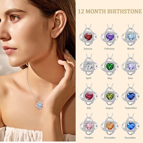 قلادات جوهرة الميلاد للنساء، مجوهرات فضية S925 مع قلادة قلادة جوهرة الميلاد هدايا للأم والزوجة والأخت والصديقة وأفضل صديق في عيد الميلاد وعيد الميلاد وعيد الحب وعيد الأم والذكرى السنوية مع صندوق هدايا رائع معبأ in Kuwait