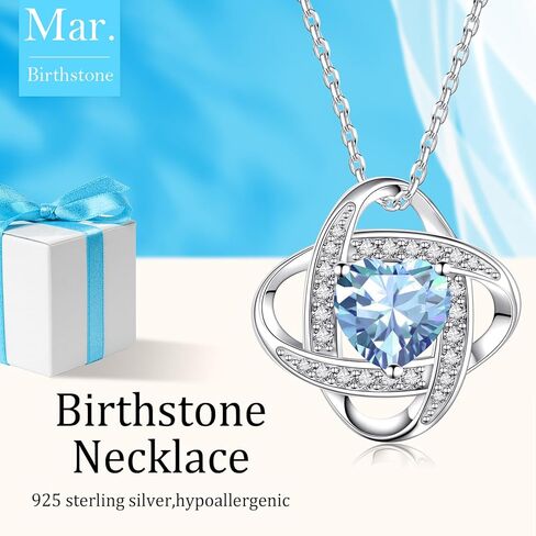 قلادات جوهرة الميلاد للنساء، مجوهرات فضية S925 مع قلادة قلادة جوهرة الميلاد هدايا للأم والزوجة والأخت والصديقة وأفضل صديق في عيد الميلاد وعيد الميلاد وعيد الحب وعيد الأم والذكرى السنوية مع صندوق هدايا رائع معبأ in Kuwait