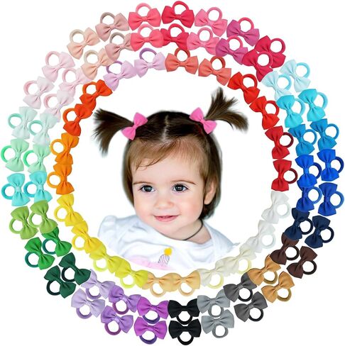 80 قطعة من ربطات شعر الأطفال من Yxiang، ربطات شعر صغيرة مقاس 5.08 سم، حامل ذيل حصان مرن، شريط شعر صغير للفتيات الصغيرات والأطفال في أزواج (40 لونًا) in Kuwait