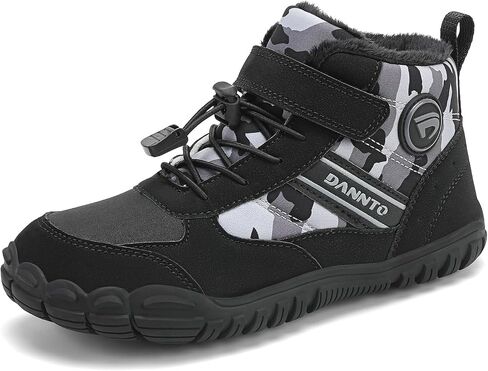 Dannto Kids Winter Snow Boots Boys Girls Wide Toe Box Warm Barefoot Hiking Shoes Fur Lined Outdoor Ankle Walking Boots in Saudi Arabia