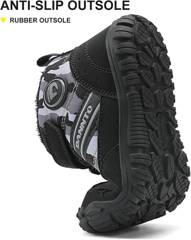 Dannto Kids Winter Snow Boots Boys Girls Wide Toe Box Warm Barefoot Hiking Shoes Fur Lined Outdoor Ankle Walking Boots in Saudi Arabia