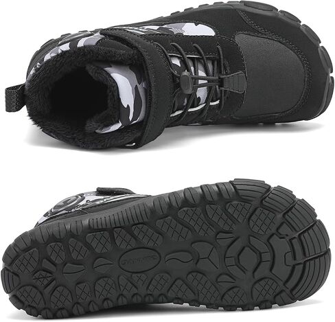 Dannto Kids Winter Snow Boots Boys Girls Wide Toe Box Warm Barefoot Hiking Shoes Fur Lined Outdoor Ankle Walking Boots in Saudi Arabia