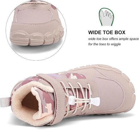 Dannto Kids Winter Snow Boots Boys Girls Wide Toe Box Warm Barefoot Hiking Shoes Fur Lined Outdoor Ankle Walking Boots in Saudi Arabia