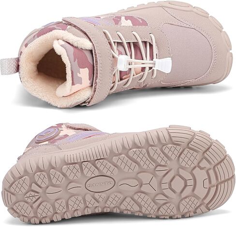 Dannto Kids Winter Snow Boots Boys Girls Wide Toe Box Warm Barefoot Hiking Shoes Fur Lined Outdoor Ankle Walking Boots in Saudi Arabia