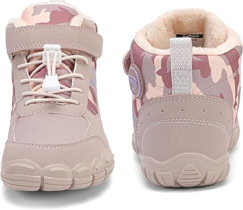 Dannto Kids Winter Snow Boots Boys Girls Wide Toe Box Warm Barefoot Hiking Shoes Fur Lined Outdoor Ankle Walking Boots in Saudi Arabia