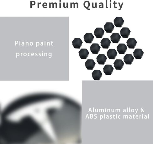 Car Wheel Center Hub Cap Kit with Logo, Hubcaps Accessories for TES la Model 3 Model Y 4 Black & Sliver Hub Center Caps + 22 Black Lug Nut Covers in Saudi Arabia