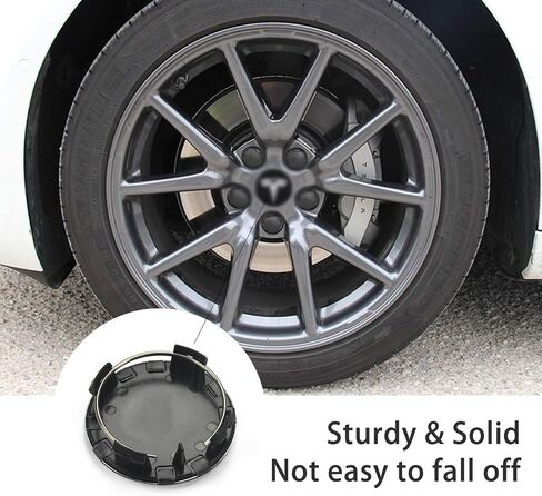 Car Wheel Center Hub Cap Kit with Logo, Hubcaps Accessories for TES la Model 3 Model Y 4 Black & Sliver Hub Center Caps + 22 Black Lug Nut Covers in Saudi Arabia