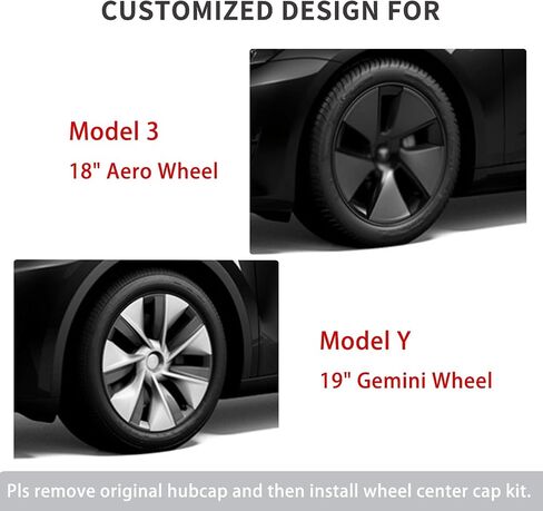 Car Wheel Center Hub Cap Kit with Logo, Hubcaps Accessories for TES la Model 3 Model Y 4 Black & Sliver Hub Center Caps + 22 Black Lug Nut Covers in Saudi Arabia