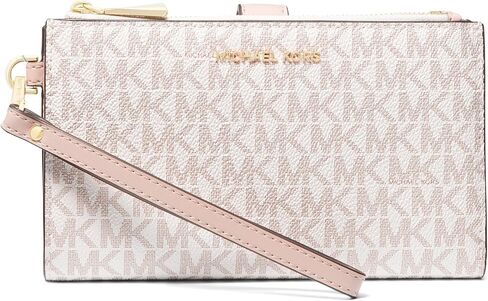 Michael Kors Women's Jet Set Double Zip Wristlet, Optic White/Soft Pink in Saudi Arabia
