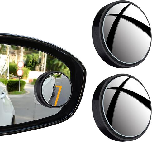 2024 Upgraded Suction Cup Car Convex Blind Spot Mirrors - 360° Wide-Angle Side & Rear View Assistant Mirrors for Enhanced Safety in Cars, SUVs, and Trucks (2pack, Black) in Saudi Arabia