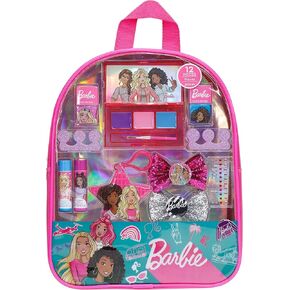 Barbie - Townley Girl Backpack Cosmetic Makeup Gift Bag Set 12 Pcs includes Lip Gloss, Nail Polish & Hair Accessories for Kids Teen Tween Girls, Ages 3+ perfect for Parties, Sleepovers and Makeovers