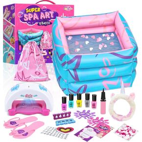 Kids Spa Kit for Girls, Foot Spa Day Kit for Girls, Girl Stuff for Manicures Pedicure, Nail Art Salon Kit Christmas Birthday Gift for 6 7 8 9 10-12 Years Old