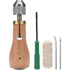 Precision Quilting Tools Speedy Stitcher Sewing Awl Hand Held Sewing Device - Heavy Duty Sewing Kit with Durable Wood Handle - Manual Quick Stitch for Canvas, Leather, Vinyl - 3.8Hx11.8Lx8.3cm