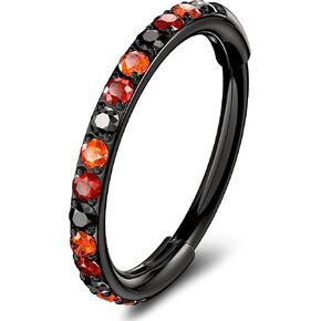 OUFER Black Nose Rings Hoops, 316L Surgical Steel Nose Rings, Nose Piercing Jewelry,20G Hinged Colorful CZ Helix Piercing Jewelry, Septum Clicker Lip Rings Cartilage Conch Rook Helix Tragus Daith Earrings 5mm/6mm/7mm/8mm/9mm/10mm