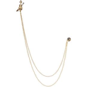 Elegant Violin Suit Pin with Double Hanging Chains Brooch Collar Lapel Pin for Men Shirt Suit Tuxedo Tie Suit Stud Tassel Suit Accessories Jewelry Gifts