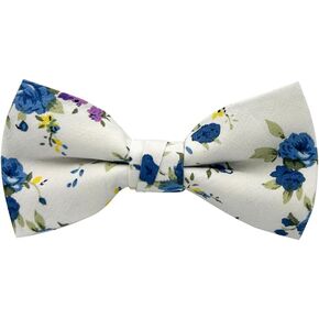 Cotton Bow Tie for Baby Boys, Floral Printed Adjustable Pre Tied Bowties for Mens Wedding Party