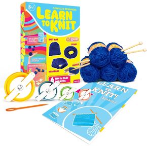 BeKnitting Knitting Kit for Beginners Adults & Kids - Learn to Knit - Yarn, Pompom Makers, Needles & Other Supplies
