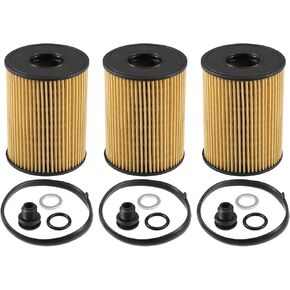 Motoforti Engine Oil Filter, for Hyundai Sonata Sedan 4Door 5P 2020-2023, Plastic, with Gasket, Yellow, 3 Set