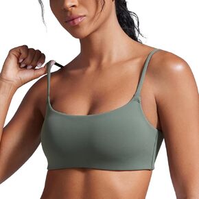 CRZ YOGA Butterbreeze Scoop Neck Sports Bras for Women - Spaghetti Straps Wireless Workout Bra Padded Gym Cami Top