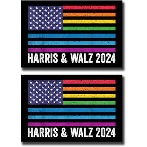 2 Pack Harris Walz 2024 Magnet Kamala Harris Tim Walz Waltz for President Rainbow Car Magnet Auto Truck Fridge Magnetic Decal Bumper Magnet