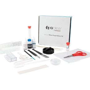 IQCrew 40-Piece Deluxe Microscope Slide Preparation Kit - Essential Student Tool Kit w/Stains + Shrimp Hatchery Experiment - SP-18
