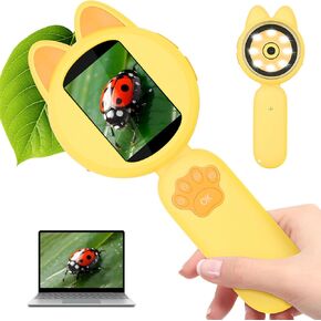 Mafiti Microscope for Kids Mini Pocket Kids Microscope Handheld Educational Science Kit Toys Xmas/Birthday for Aged 3-12 Girls Boys,Yellow