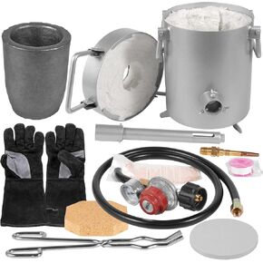 2700°F/1482°C 28LB Stainless Steel Propane Melting Furnace Kit - 12.8KG Capacity, Versatile Metal and Glass Melting, Superior Heat Insulation, Deluxe Set with Crucible, Tongs & 30 PSI Regulator