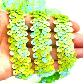 5 Yards 0.6Inch Elastic Sequin Ribbon Trim Glitter Metallic Stretch Flat Sequinfor DIY Crafts, Sewing Dress Fabric Ribbon Sewing Craft Supplies(Yellow)