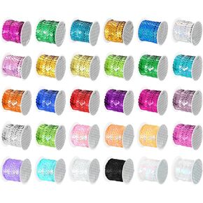 uxcell 30 Colors 150Yds Flat Sequins Strip, 6mm Spangle Paillette String Spool Roll Sewing String Ribbon for Fringe Sewing DIY Projects
