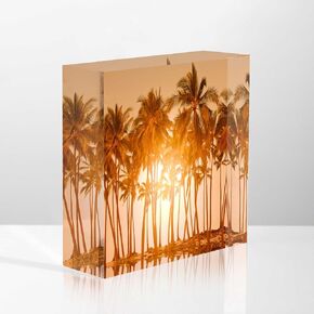 Home Office Desk Ornaments Flag Background Grunge Style Acrylic Glass Desk Ornaments for Men Office Presents for Men Dad Presents for Supervisors 4 x 4 Inch