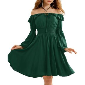 Scarlet Darkness Renaissance Dress Elastic Waist Long Sleeve 2024 Fall Mini Dress