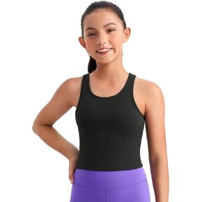 CRZ YOGA Girls Butterluxe Double Lined U Back Tank Tops Crop - Dance Yoga Athletic Casual Crew Neck Tight Kids Teen in Kuwait
