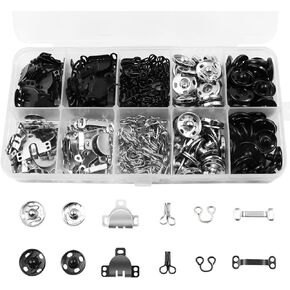 150 Pairs 3 Styles Skirt Hooks and Hook and Eye Sewing Buttons for Clothes, Metal Snaps Buttons Fasteners Press Studs Set for Skirt, Dress, Bra Hooks, Trousers, Sewing DIY Craftingt