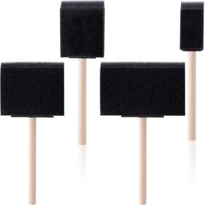 4 Pcs 4 Sizes Foam Paint Brushes, 1inch 2inch 3inch 4inch Wood Handle Sponge Brushes for Painting, Staining, Varnishes, and DIY Craft Projects