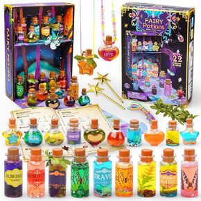 JEEKALO Fairy Potions Kit for Kids - Magic Kids Mix Potion Making kit 22 Potion Bottles - DIY Creative Toy Art Craft Kit Halloween Birthday Present for Girls Boys Age 6 7 8 9 10 11 12
