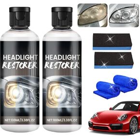 2024 Updated Automotive Headlight Lens Restorer,Professional Car Cared Headlight Lens Restorer Kit, Head Light Cleaner for Cars,Headlight Lens Decontamination Repair Kit(