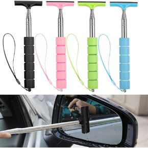 4pcs Car Side Mirror Squeegee, Retractable Car Rearview Mirror Wiper Mini Car Mirror Cleaner Cleaning Tool Vehicle Accessories for Car Windows Rainy Foggy Weather(Black, Blue)
