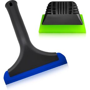2 PCS Window Tint Tool, 5'' Rubber Small Squeegee & 6'' Silicone Cleaning Squeegee Kit, Multifunctional Window Tinting Wiper Scraper Car Accessories for Windshield Mirror (Green-Blue+Orange)