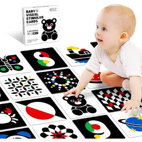 High Contrast Baby Cards for Infants, Black and White Baby Cards High Contrast Baby Toys for Newborns Visual Stimulation Brain Development Learning 20 Pcs 40 Pages 5.7'' x 5.7'' （0-3 Months）